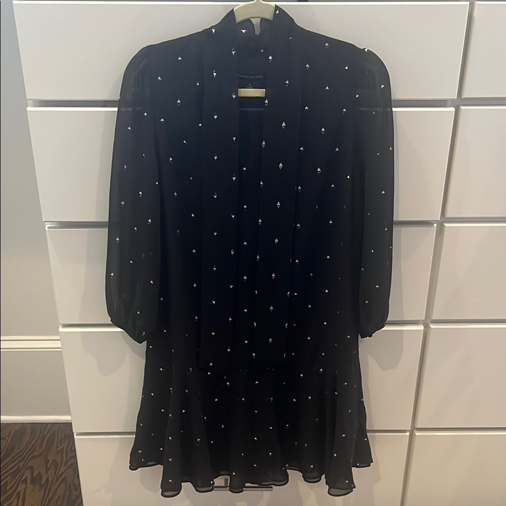 Banana Republic Black & Gold pindot dress sz 6